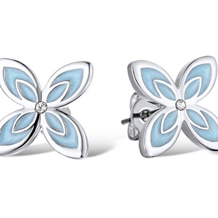 Brass w/ White Gold Plating Earrings Enamel,Swarovski 001 (E311251ENA2BRW)