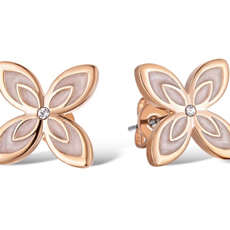 Brass w/ Rose Gold Plating Earrings Enamel,Swarovski 001 (E311251ENA4BRR)