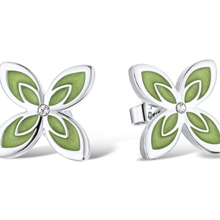 Brass w/ White Gold Plating Earrings Enamel,Swarovski 001 (E311251ENA7BRW)