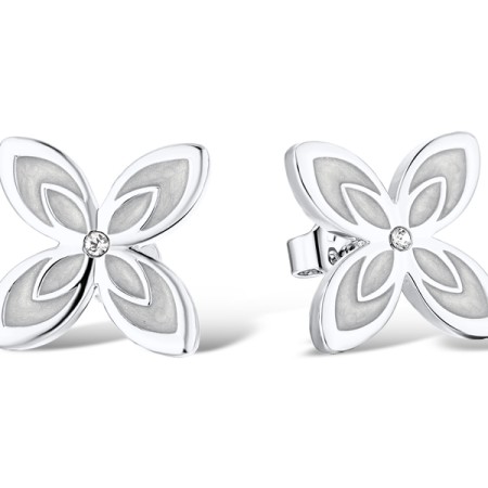 Brass w/ White Gold Plating Earrings Enamel,Swarovski 001 (E311251ENA8BRW)