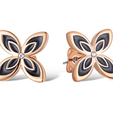 Brass w/ Rose Gold Plating Earrings Enamel,Swarovski 001 (E311251ENABRR)