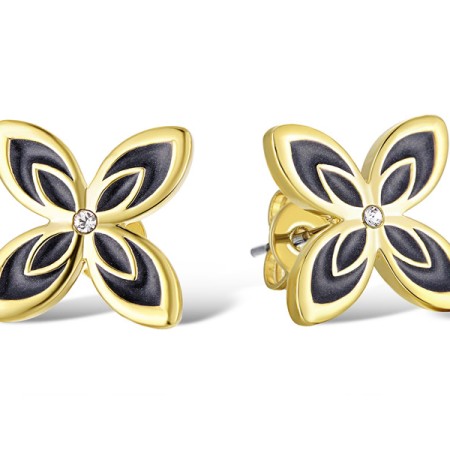 Brass w/ Yellow Gold Plating Earrings Enamel,Swarovski 001 (E311251ENABRY)