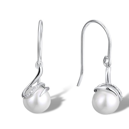 9KW Earrings Diamond,Fresh Water White Pearl (E311598FWP9KW)