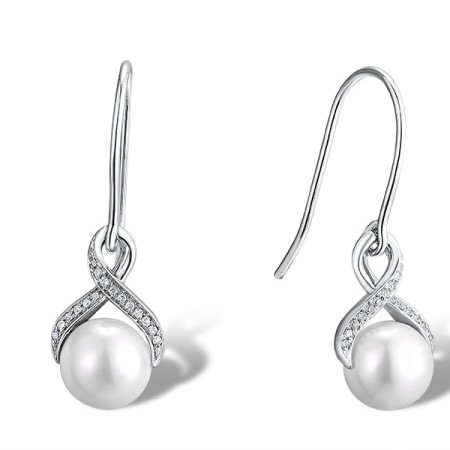 9KW Earrings Diamond,Fresh Water White Pearl (E311599FWP9KW)