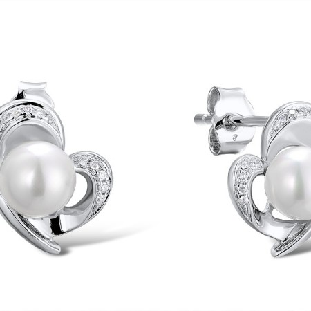 9KW Earrings Diamond,Fresh Water White Pearl (E311602FWP9KW)
