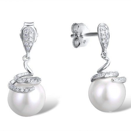 9KW Earrings Diamond,Fresh Water White Pearl (E311611FWP9KW)
