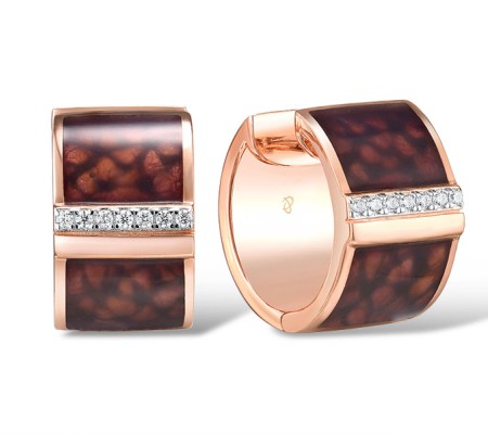 Sterling Silver w/ IONIC ROSE PLATING Earrings Enamel,White Cubic Zirconia (E311729ENASQ925)