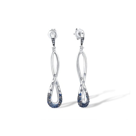 Sterling Silver w/ Black White Plating Earrings Blue Spinel,White Cubic Zirconia (E311747BLZSK925)