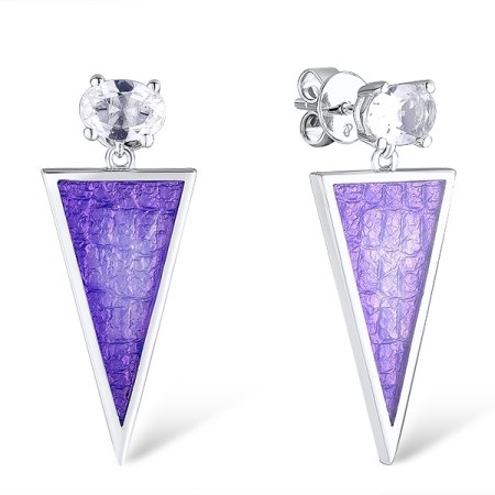 Sterling Silver Earrings Enamel,White Glass (E311817ENA1SL925)