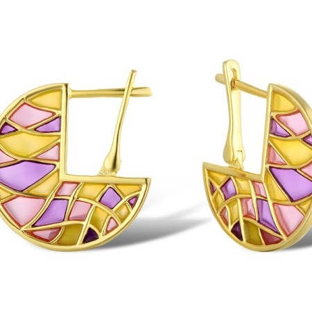 Sterling Silver w/ Yellow Plating Earrings Enamel (E311838AENA1SY925)