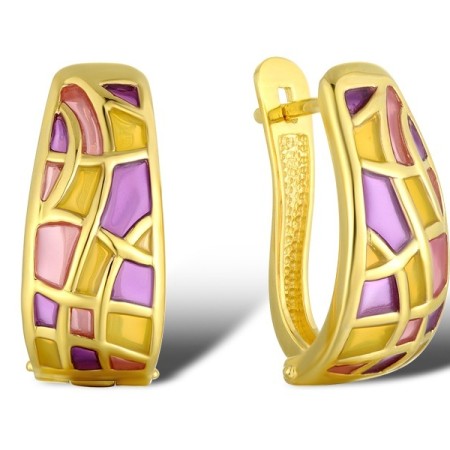 Sterling Silver w/ Yellow Plating Earrings Enamel (E311838ENA1SY925)