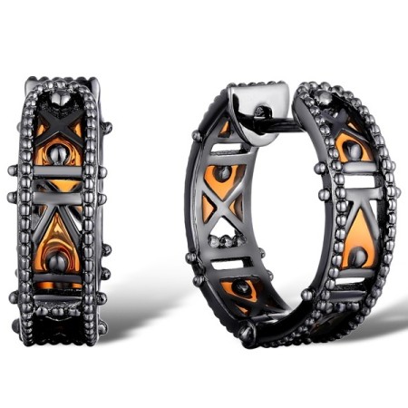 Sterling Silver w/ Black Plating Earrings Enamel (E311839ENASB925)