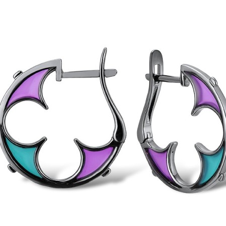 Sterling Silver w/ Black Plating Earrings Enamel (E311842AENA1SB925)