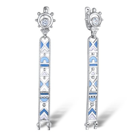 Sterling Silver Earrings Blue Topaz (Sky Blue),Enamel (E311843ENASL925)