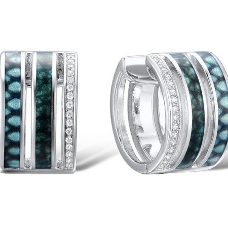 Sterling Silver Earrings Enamel,White Cubic Zirconia (E311874ENASL925)