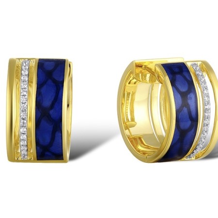 Sterling Silver w/ IONIC YELLOW PLATING Earrings Enamel,White Cubic Zirconia (E311877ENASP925)