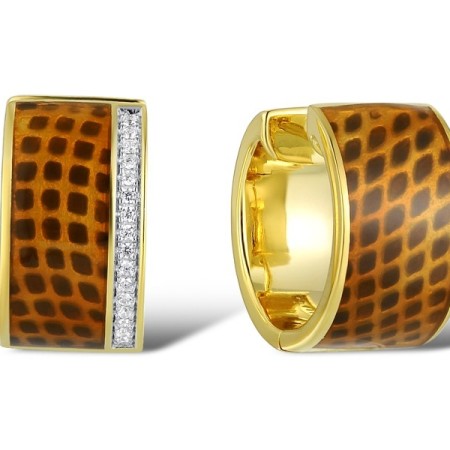 Sterling Silver w/ IONIC YELLOW PLATING Earrings Enamel,White Cubic Zirconia (E311878ENASP925)