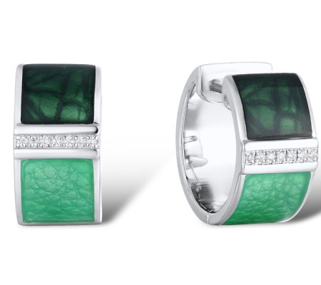 Sterling Silver Earrings Enamel,White Cubic Zirconia (E311879ENASL925)