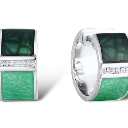 Sterling Silver Earrings Enamel,White Cubic Zirconia (E311879ENASL925)