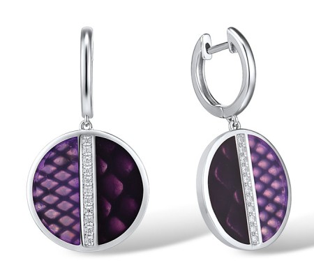 Sterling Silver Earrings Enamel,White Cubic Zirconia (E311880ENASL925)