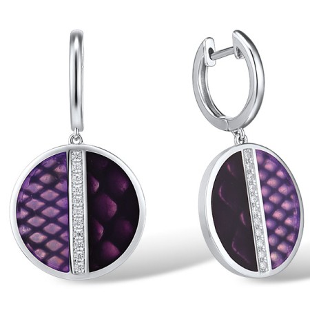 Sterling Silver Earrings Enamel,White Cubic Zirconia (E311880ENASL925)