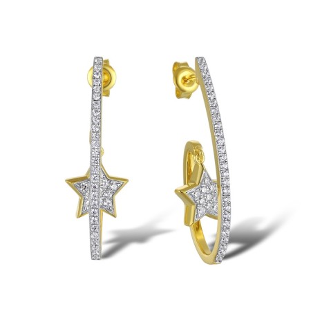 Sterling Silver w/ IONIC YELLOW PLATING Earrings White Cubic Zirconia (E312002WCZSP925)