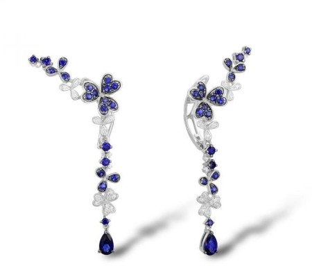 14KWB Earrings Blue Sapphire,Diamond (E312012SAP14KWB)