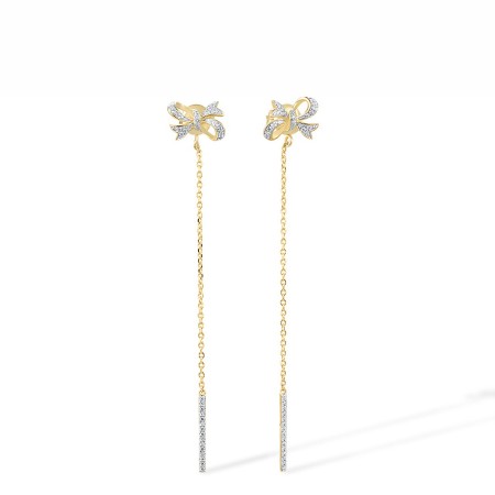 Sterling Silver w/ IONIC YELLOW PLATING Earrings White Cubic Zirconia (E312179WCZSP925)