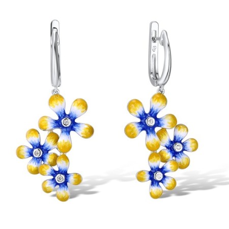 Sterling Silver Earrings Enamel,White Cubic Zirconia (E312188ENASL925)