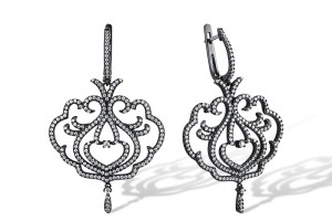 Sterling Silver w/ Black White Plating Earrings White Cubic Zirconia (E312213WCZSK925)