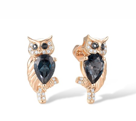 14KRB Earrings Black Diamond,Diamond,London Blue Topaz (E312304BLDB14KRB)