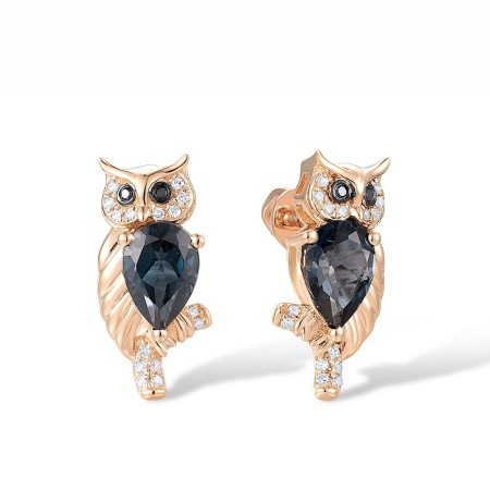 14KRB Earrings Black Diamond,Diamond,London Blue Topaz (E312304BLDB14KRB)