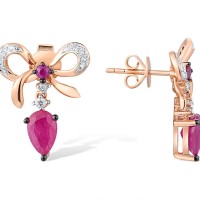 14KRWB Earrings African Ruby,Diamond,Ruby,White Sapphire (E312344ARWS14KRWB)