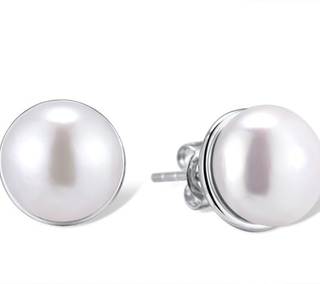 14KW Earrings Fresh Water White Pearl (E312474AFWP14KW)