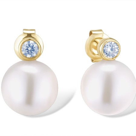 14KY Earrings Diamond,Fresh Water White Pearl (E312476FWP14KY)