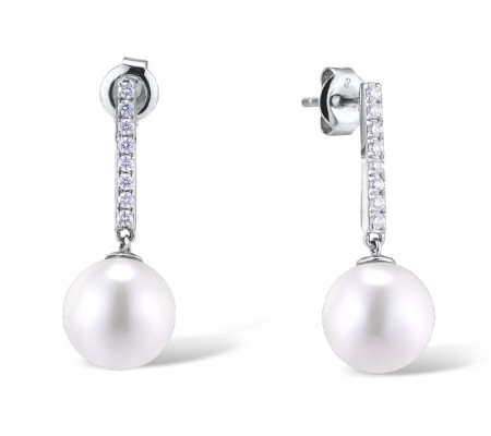 14KW Earrings Diamond,Fresh Water White Pearl (E312481FWP14KW)