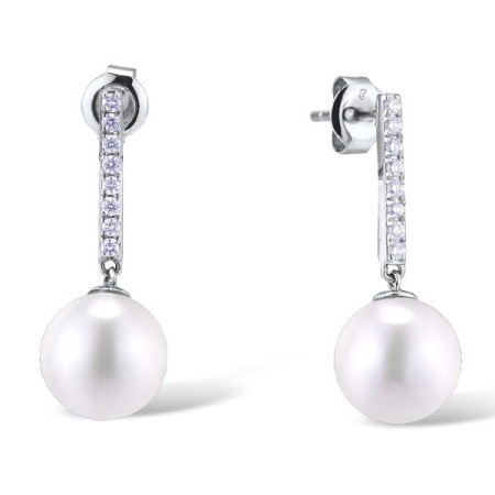 14KW Earrings Diamond,Fresh Water White Pearl (E312481FWP14KW)
