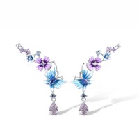 Sterling Silver Earrings Amethyst Cubic Zirconia,Blue Nano Cubic Zirconia,Blue Spinel,Dark Purple CZ,Enamel,Light Blue Cubic Zirconia,Purple Glass,White Cubic Zirconia (E312522AENASL925)