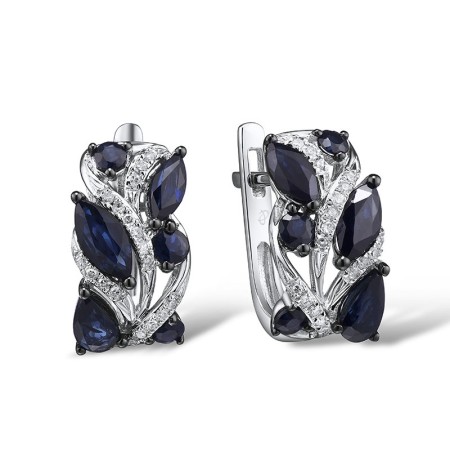 14KWB Earrings Diamond,Blue Sapphire (E312547SAP14KWB)