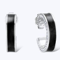 Brass w/ White Gold Plating Earrings Enamel,Swarovski 001 (E312607ENABRW)