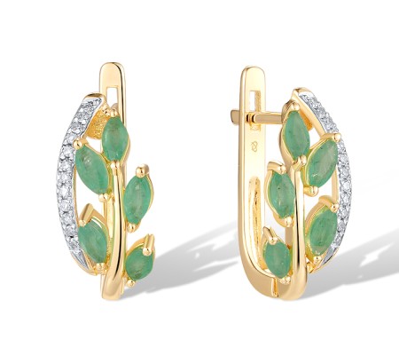 14KYW Earrings Diamond,Emerald (E312619AEMR14KYW)
