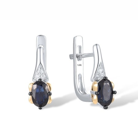 14KYWB Earrings Blue Sapphire,Diamond (E312632SAP14KYWB)