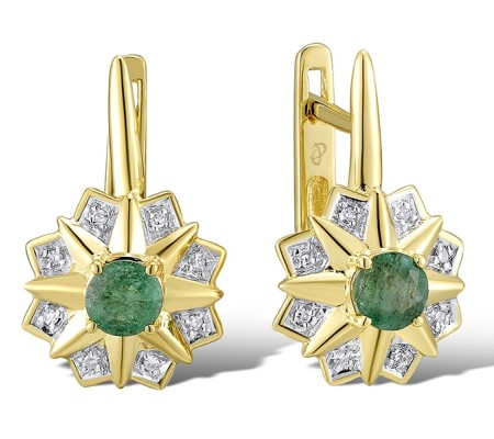 14KYW Earrings Emerald,Diamond (E312646EMR14KYW)