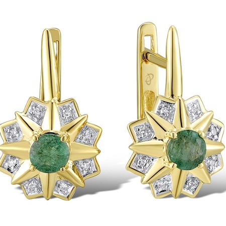 14KYW Earrings Emerald,Diamond (E312646EMR14KYW)