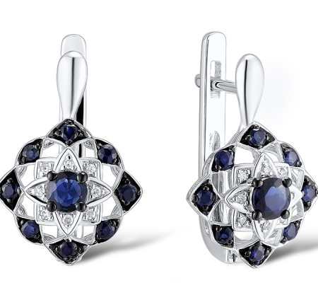 14KWB Earrings Blue Sapphire,Diamond (E312666SAP14KWB)