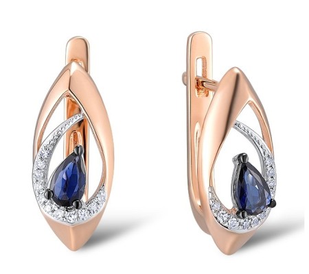 14KRWB Earrings Blue Sapphire,Diamond (E312674SAP14KRWB)