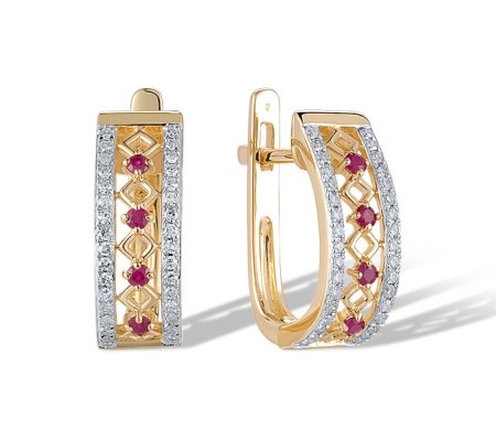 14KYW Earrings Diamond,Ruby (E312793RUY14KYW)