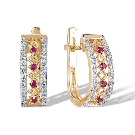 14KYW Earrings Diamond,Ruby (E312793RUY14KYW)