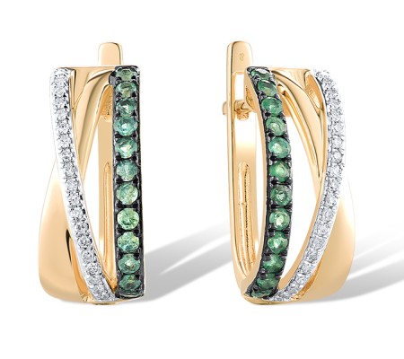 14KYWB Earrings Diamond,Emerald (E312818EMR14KYWB)