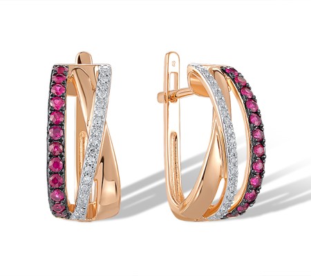 14KYWB Earrings Diamond,Ruby (E312818RUY14KYWB)